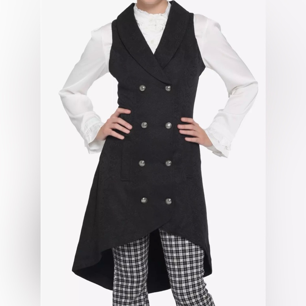 Hot Topic Goth Vampire Hearts and Roses Size 16 XL Waist Coat Button Dress Black